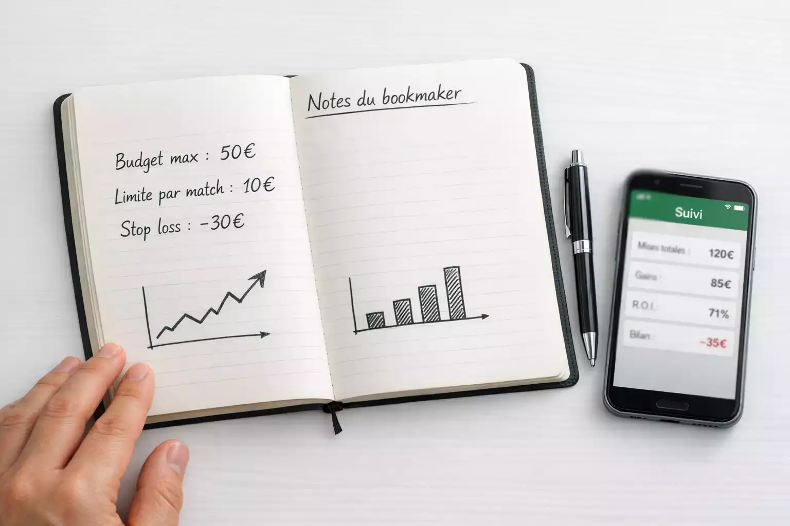 Carnet de notes avec budget et limites de paris