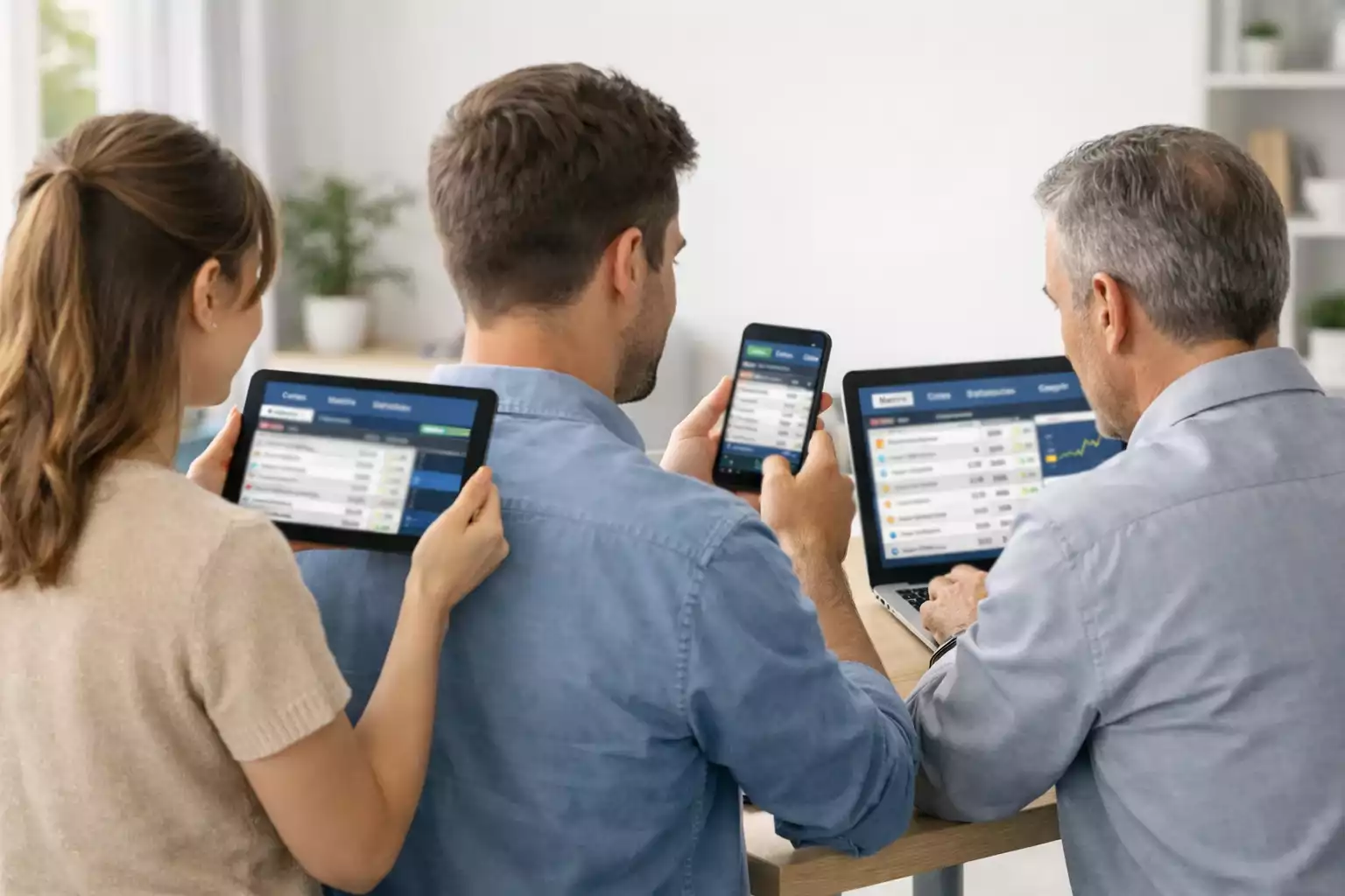 Trois parieurs avec diff&eacute;rents profils d'exp&eacute;rience