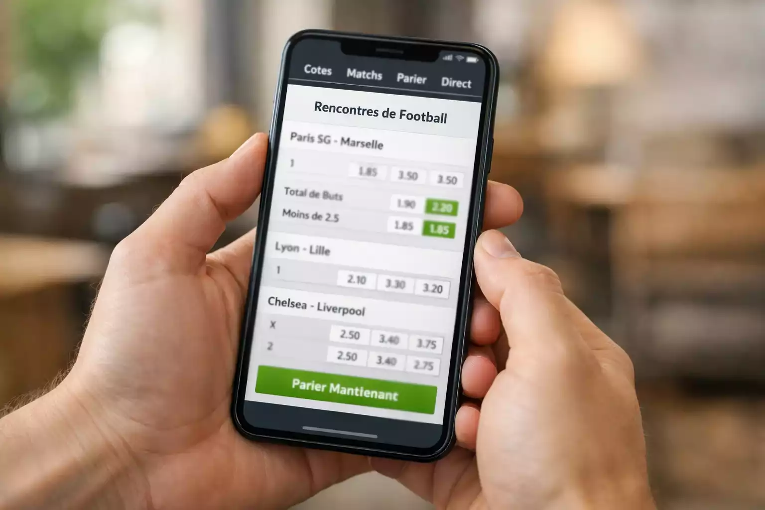 Application mobile de paris sportifs sur smartphone