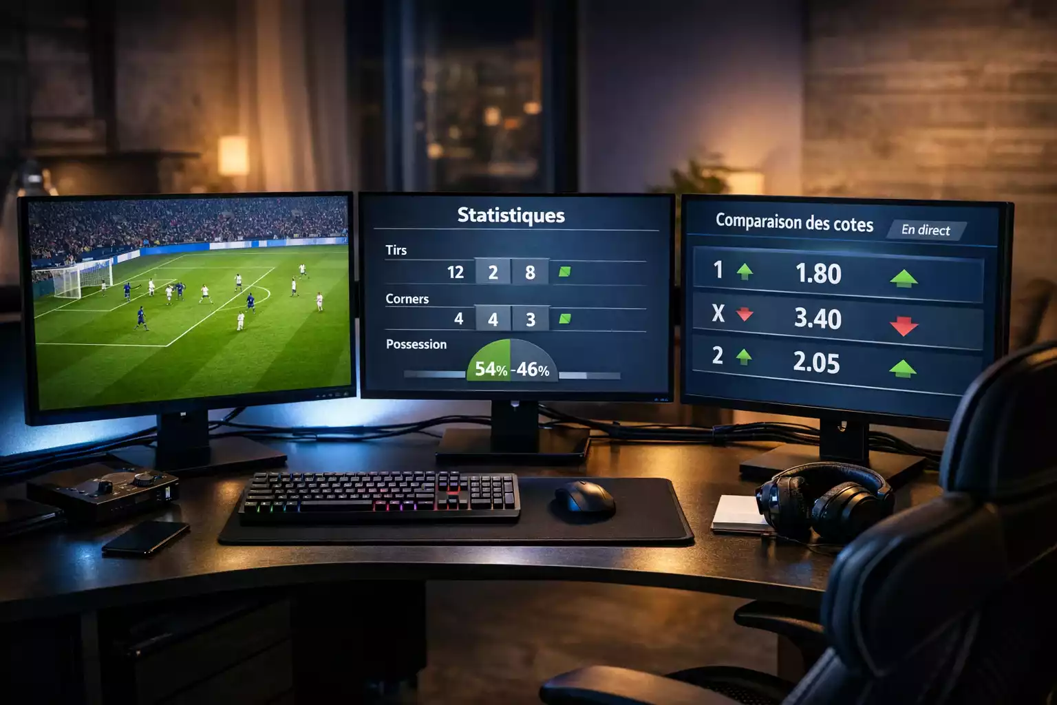 Setup multi-&eacute;crans pour suivre plusieurs matchs