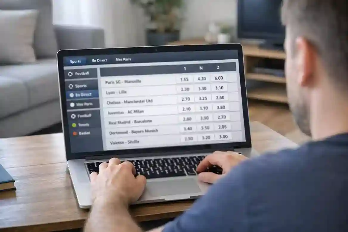 Tableau de cotes de paris affichant les options 1N2 sur &eacute;cran